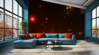 発光する光の粒とレンズフレア　宇宙　キラキラ夜空　幻想的　background of abstract glitter lights. gold and black. de focused. banner Wall mural